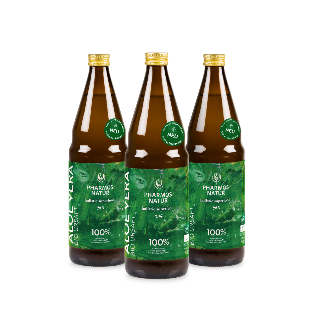 Kurpackung 3 Flaschen Aloe Vera Bio Ursaft aus 100 % Aloe Vera Bio Ursaft