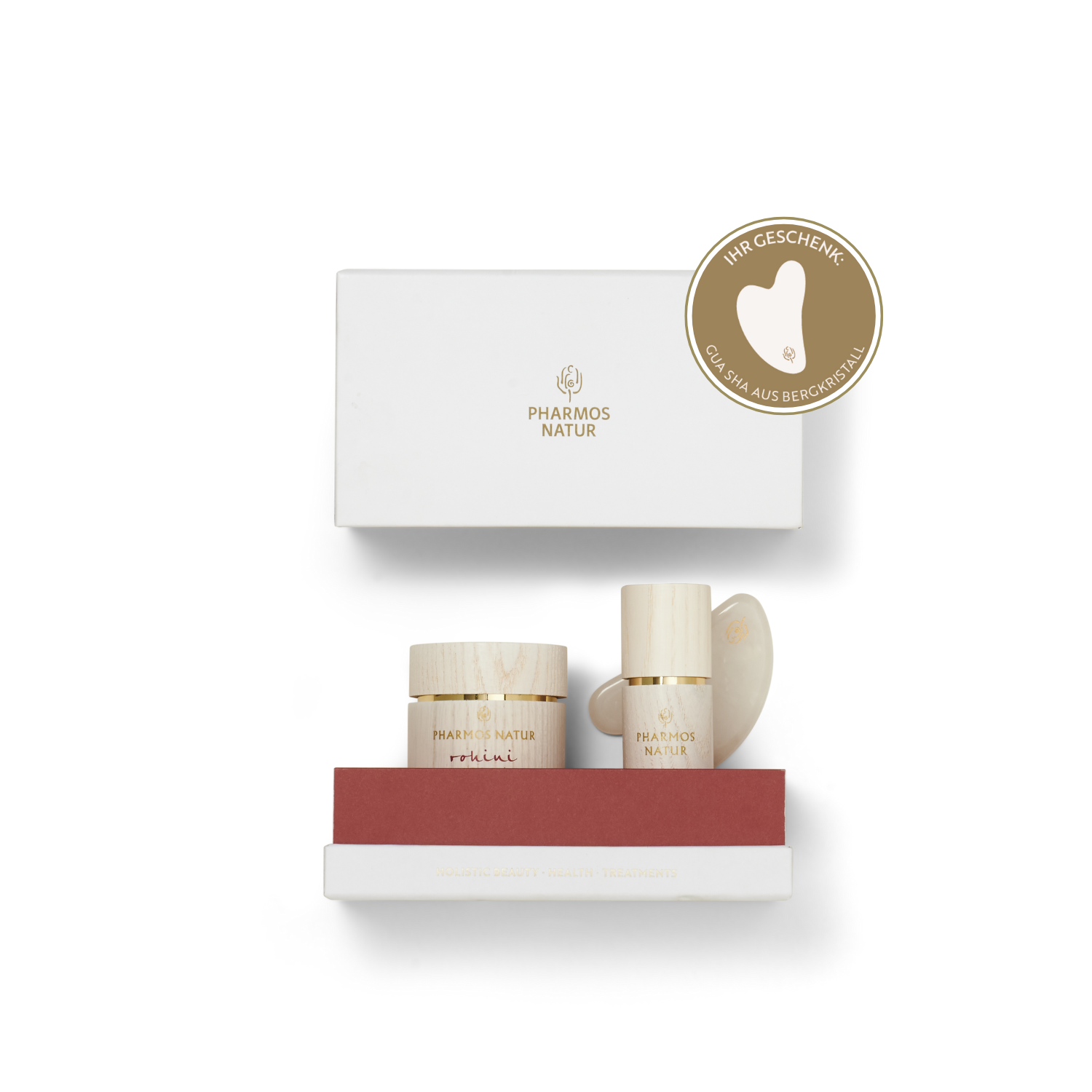 Pharmos Natur Geschenkset Feel the Divine Touch mit Rohini Serum, Rohini Creme und kostenlosem Gua Sha für eine luxuriöse Pflegeroutine