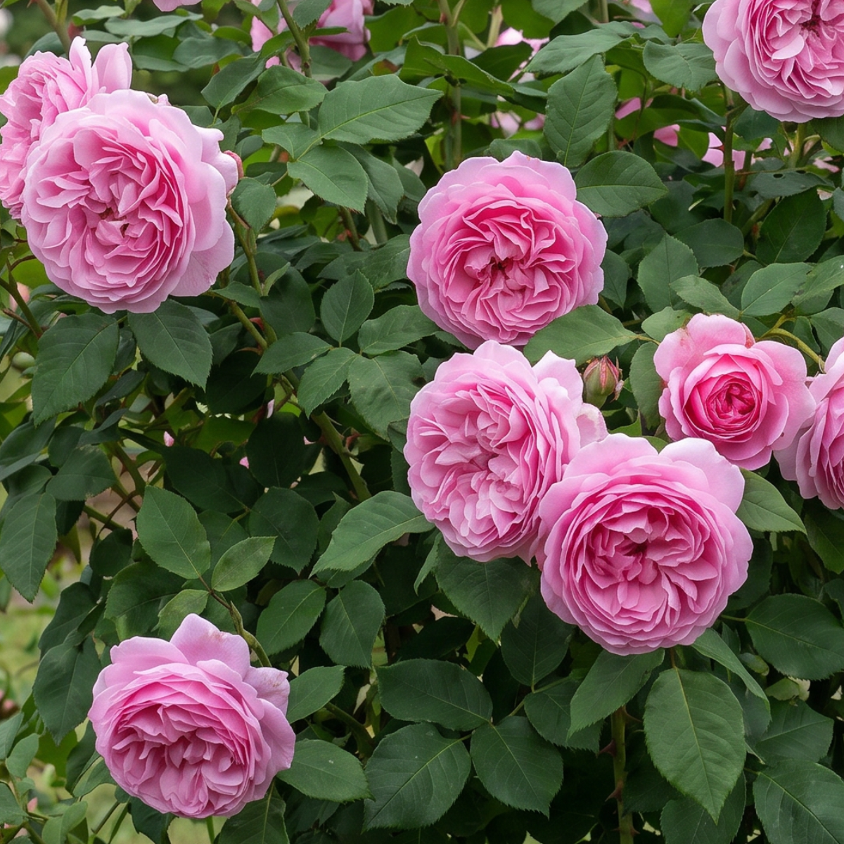 Bourbon-Rose (Rosa bourboniana) mit reichhaltigen Blüten und besonderer botanischer Tradition.